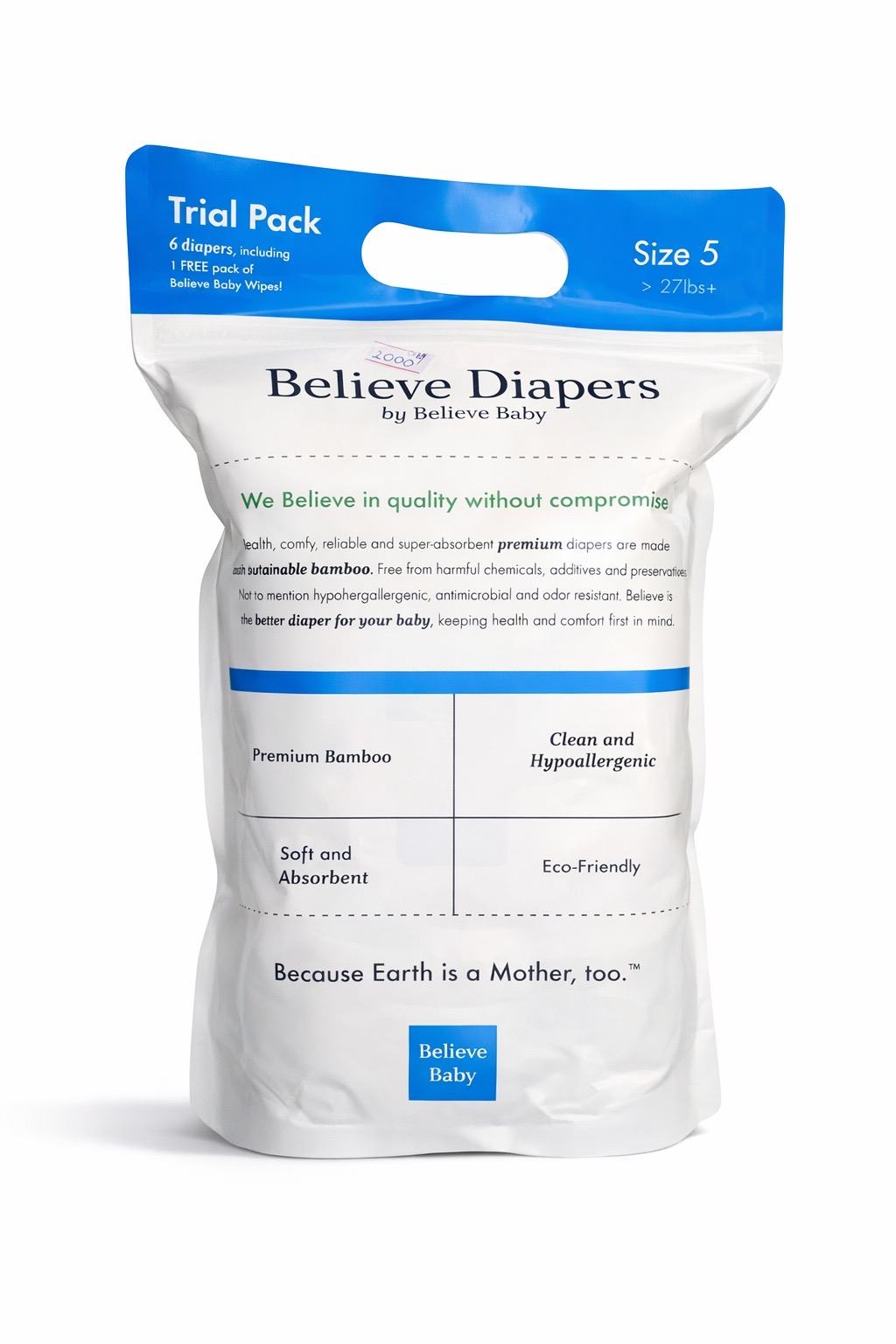 COD 0175 -  PANALES DE BAMBOO TALLA 5 BELIEVE BABY