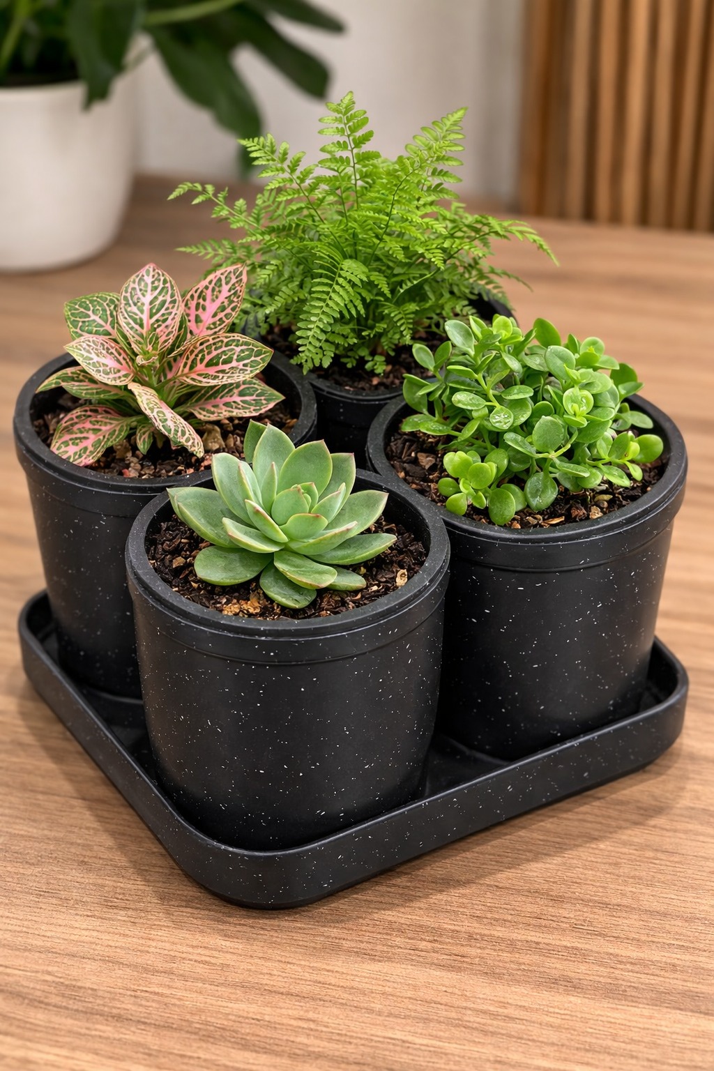 COD 0225 -  JUEGO DE MACETEROS NEGROS