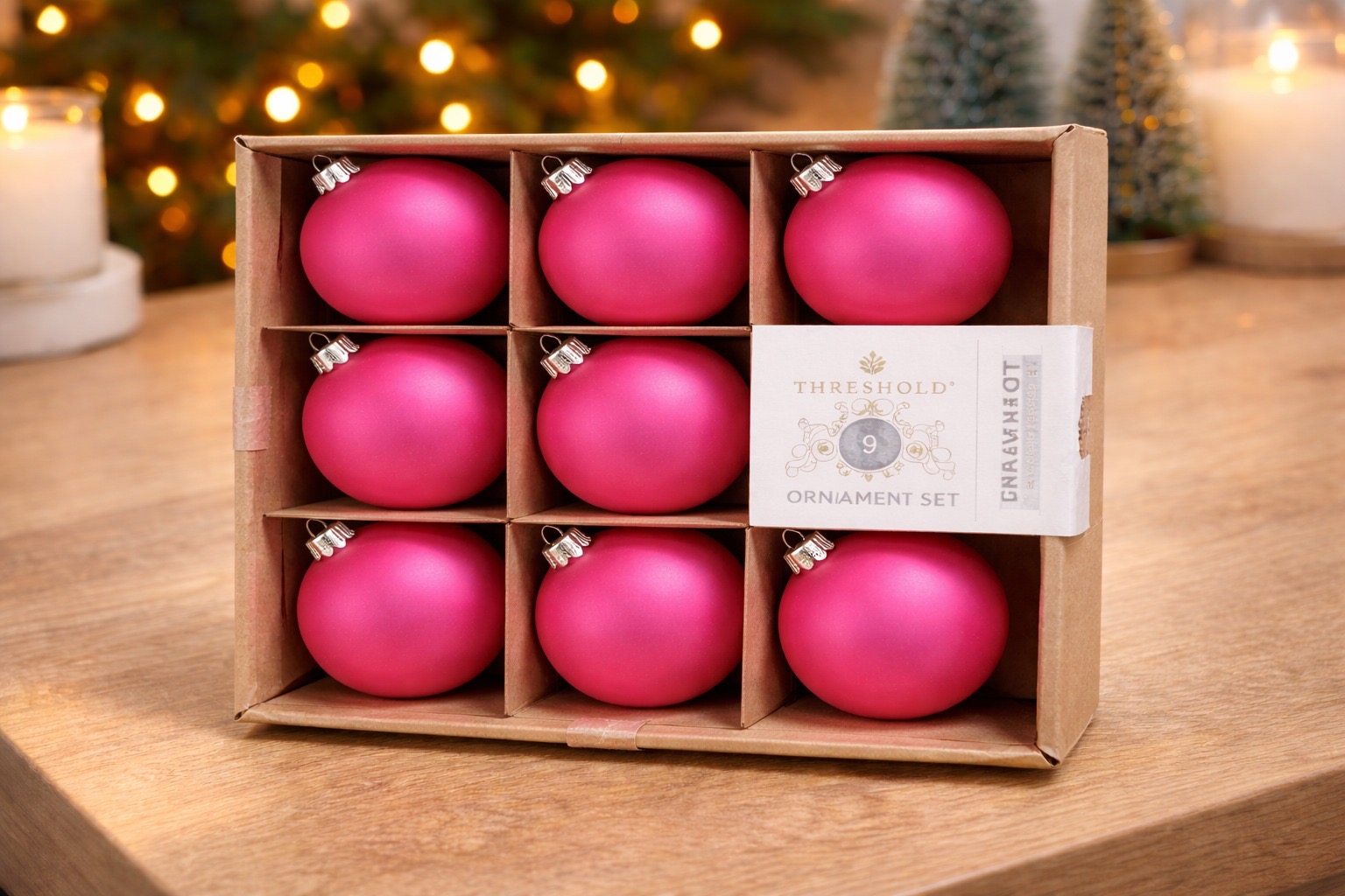 COD 0423 - PACK 9 BOLAS ROSADAS NAVIDAD