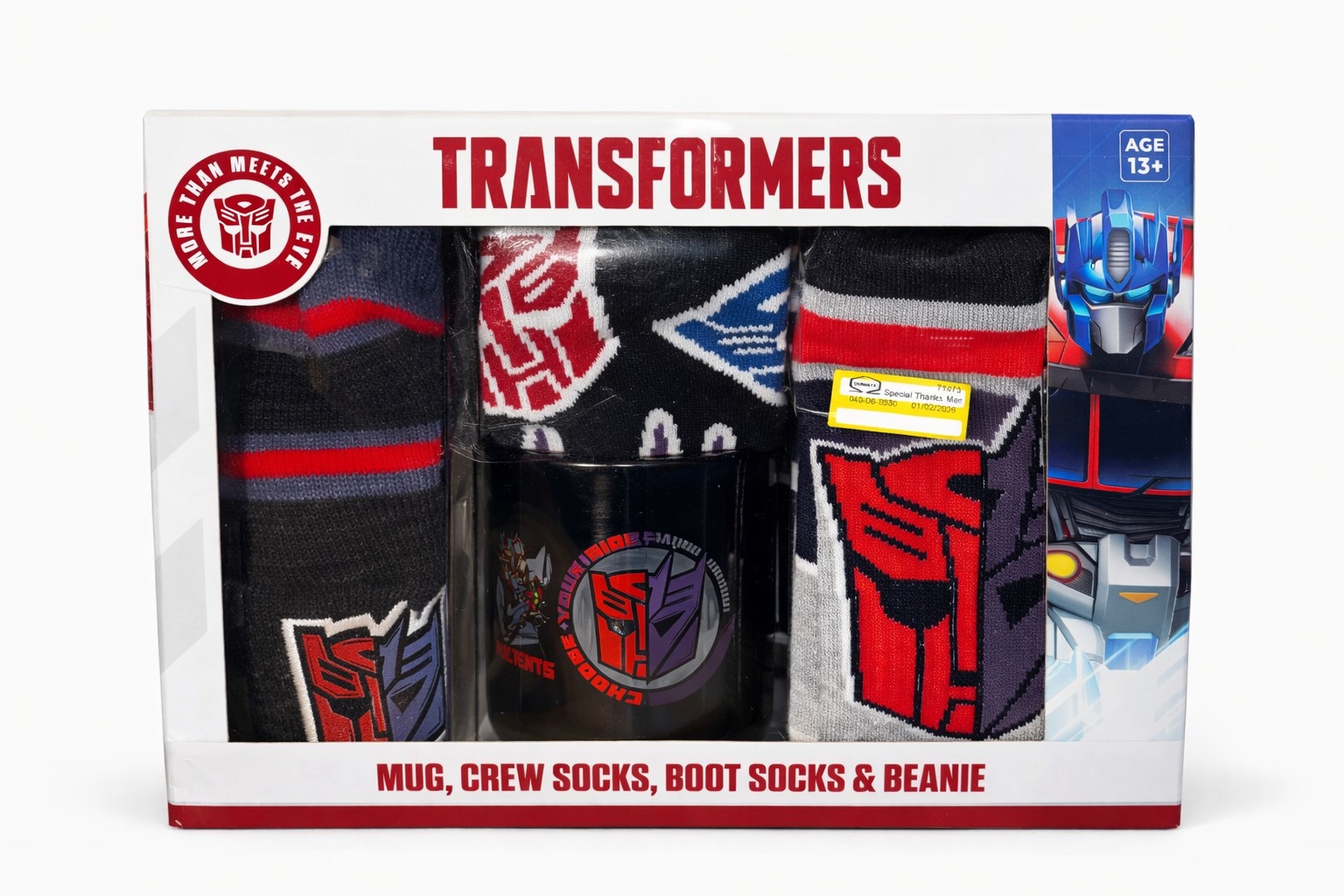 COD 0495- PACK DE TAZA, MEDIAS Y GORRO TRANSFORMER