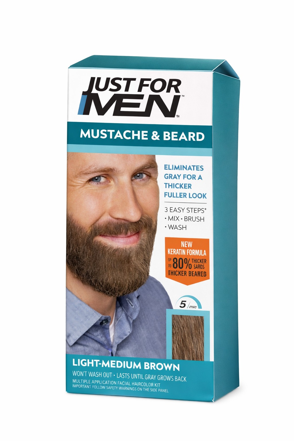 COD 0619- KIT TINTE PARA BIGOTE Y BARBA TONO CASTANO MEDIO CLARO - JUST FOR MEN