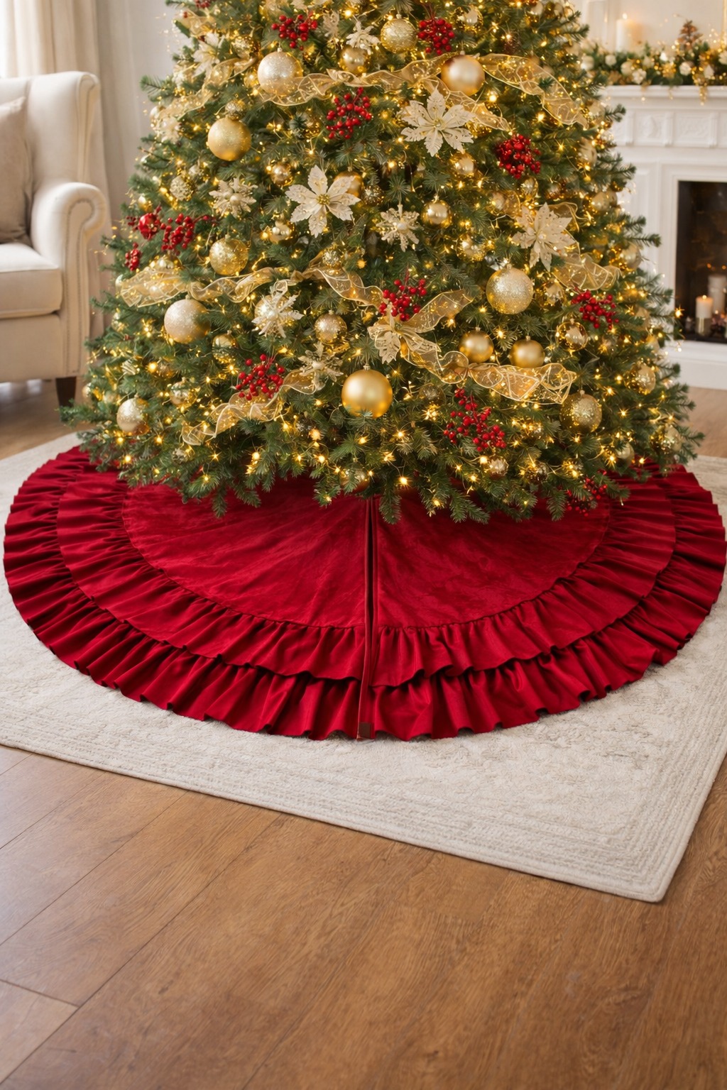 COD 0624- FALDA PARA ARBOL DE NAVIDAD GRANDE ROJOS