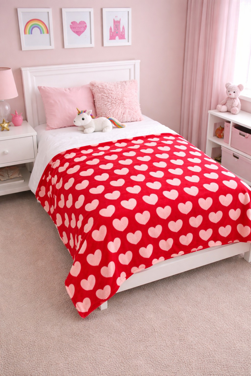 COD 0637- COBIJAS AZUL Y  CORAZONES ROOM ESSENTIAL